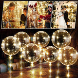 Popxstar 10Pcs LED Light Up Bobo Balloons Transparent Balloons with 3M String Lights Bubble Ballon Christmas Wedding Colorful Warm Decor