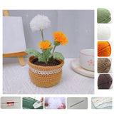 Popxstar Handmade DIY Tulip Flowers Plant Potted Crochet Knitting Kit for Adults and Kids Crochet Starter Knitting Kit