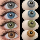 Popxstar 2pcs New Colored Contacts Lenses Natural Blue Lense Brown Eye Contacts Lenses Yearly Use Fashion Lenses Beauty Pupils