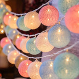 Popxstar Battery Colorfull Cotton Garland 4cm LED Balls Christmas String Holiday Lights for Home Decoration Wedding Fairy Bedroom Decor