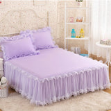 Popxstar 1pcs Elegant Princess Bed Skirt Non-slip Mattress Cover Ruffled Lace Bed Skirt Bedsheet Protector Bedspread No Pillowcase