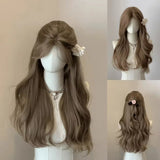 Popxstar Wigs for Women Brown Long Curly Hair Big Wave Wig Natural Curls Headband Lolita Wig Heat Resistant Cosplay Synthetic 가발