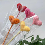 Hand Knitted Crochet Flower Heart Flowers Hand Woven Bouquet Wedding Branch Decor Handmade Teachers' Valentine's Day Gift