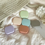 Popxstar Mini Solid Color Contact Lens Case Contact Lens Container Girls Travel Holder Storage Eye Container with Mirror