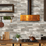 Popxstar 16/32/64PCS Retro Grey Wood Pattern Vintage Tile Sticker 3d Matte Thickened Foam Wall Sticker Self-Adhesive Wallpaper Kitchen