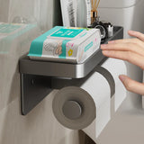 Popxstar Aluminum Alloy Toilet Paper Holder Bathroom Wall Mount WC Paper Phone Holder Shelf Towel Roll shelf Accessories