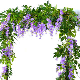 Popxstar 2Pcs Garden Silk Wisteria Vine Artificial Wisteria Flowers Hanging Garland for Outdoor Ceremony Wedding Arch Floral Decoration