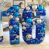 Popxstar 73/91.5CM Giant Big Number Balloon DIY Filling Box Stand  Baby Birthday Organic Mosaic Number Decor Balloon Frame Anniversary