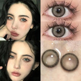 Popxstar 2PCS Color Contact Lenses with Myopia Degree -0.00 to-8.00 Gray Eye  Korea Lens Makeup Beauty Pupils