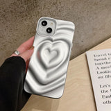 Popxstar INS Glossy Love Heart Phone Case For iPhone 15 14 Pro Max 13 12 11 Pro Max Cute Fashion Soft Silicone Bumper Shockproof Cover