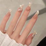 Popxstar 24Pcs Short Square False Nails with Jelly Adhesive Glitter Gradient Design Detachable Fake Fingernails Full Cover Press on Nails