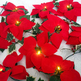 Popxstar shop party pieces Artificial Poinsettia Garland Christmas Ornaments Flower String Light Holly Berry Green Leaf Vine for Xmas Tree Table Decoration