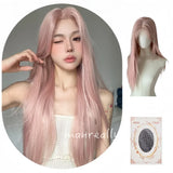 Popxstar Pink Wig for Women Long Wavy Cosplay Wigs Natural Soft Sweet Synthetic Wig for Daily Use School Life Lolita Wig Pink