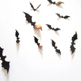 Popxstar Halloween Decoration 3D Black PVC Bat Halloween Party DIY Decor Wall Sticker Bar Room Halloween Party Scary Decos Props