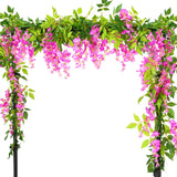 Popxstar 2Pcs Garden Silk Wisteria Vine Artificial Wisteria Flowers Hanging Garland for Outdoor Ceremony Wedding Arch Floral Decoration