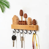 Popxstar Creative Wooden Wall Mounted Key Storage Rack with 6 Hooks Wall Key Organizer,Home Decor for Entryway Hallway