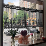 Popxstar 1PC Short Lace Curtain,Exquisite Floral Pattern Valance,Window Valances Pastoral Tulle Voile Home Decor Kitchen Door