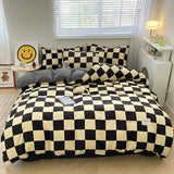 Popxstar Plaid Style Bedding Set Skin-friendly Quilt Cover Pillowcase Bedsheet Home Bed Linen Sets Single/Full/Queen/King Size Bedclothes