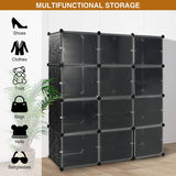 Popxstar US Shoe Rack Large Capacity Boot Storage 12 Cube Organzie Modular DIY Plastic 6 Tier 24-96 Pairs of Shoe Tower Cabine