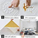 Popxstar 20Pcs 3D Wallpaper Wall Stickers Self-Adhesive Foam Panel Home Decor for Living Room Bedroom Ceiling TV Wall Art 35X35CM