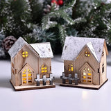 Popxstar Christmas LED Light Wooden House Luminous Cabin Merry Christmas Decorations for Home DIY Xmas Tree Ornaments Kids Gifts New Year