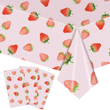 Popxstar Strawberry Party Supplies Paper Plate Napkins Disposable Tableware Candy Bag Foil Balloon Wedding Kid Grils Birthday Party Decor