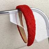 Popxstar Red Knitting Wool Headband for Women Girl Wide Side Sponge Hair Hoop Christmas Decorate Hair Band New Year Hair Accessories