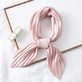 Popxstar Solid Crinkle Hair Scarf Women Silk Feeling Neck Tie Shawl Wraps Female Headbands Foulard Wrsit Echarpe Bandana Accessores