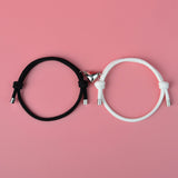 Popxstar 2pcs Magnet Bracelet Magnetic Bracelet Couple Lock Heart Magnetic Bracelet Adjustable Braided Rope Friendship Bracelet for Two