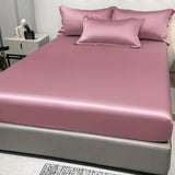 Popxstar 1 Simple Modern Satin Solid Color Fitted Sheet, Solid Color Ice Silk Bedspread For Bedroom, Bedding (Excluding Pillowcases)