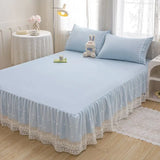 Popxstar shabby chic 1PC Princess Style Lace Bed Skirt Bedspreads Sheet White Lace Bedding Set Solid Color For Girl Bed Cover Pillowcases Need Order