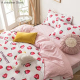 Popxstar Nordic Style Flower Bedding Set Luxury Children Quilt Covers Soft Bedclothes and Pillowcase Sheets Decor Bed for Girl Woman