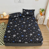 Popxstar Twin Fitted Bed Sheet with Elastic Blue Flower Printed Bed Cover Single/Queen/King Bed Linen Reactive Printed Mattress Cover 180