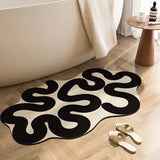 Popxstar Anti-slip Bathroom Carpet Absorbent Diatom Mud Floor Mat Shower Mats Black White Zebra Pattern Home Decoration Rug for Toilet