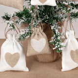 Popxstar 10Pcs Natural Linen Burlap Bag Heart Jute Drawstring Candy Gifts Packaging Bags For Wedding Birthday Party Decor Jewelry Pouches