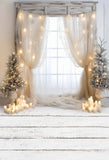 Popxstar Photography Background Winter Christmas Windows Forest Snow Xmas Tree Kids Family Portrait Decor Backdrop Photo Studio