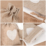 Popxstar 10Pcs Natural Linen Burlap Bag Heart Jute Drawstring Candy Gifts Packaging Bags For Wedding Birthday Party Decor Jewelry Pouches