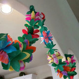 Popxstar 3m Hawaiian Party Paper Flower Banner Garland 3D Festival Party Banner Summer Tropical Party Hawaii Luau Wedding Decoration