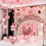 Popxstar Valentine's Day Decoration Polyester Aluminum Foil Balloon One-Piece Love Balloon I Love You Letter Banner Romantic Love Valentine's Day Decoration, Red, Silver, Rose Gold, Gold Suitable for Valentine's Day, Bridal W