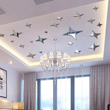 Popxstar 50Pcs Vogue Removable 3D Star Shape Mirror Effect Popular Home Decor Wall Art Decals Stickers