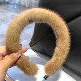 Popxstar Hot Sale Women Luxury winter 100% Real Mink Fur Headbands High Quality Real Fur Hair Band Lady Fashion Hair Hoop Furry Gift