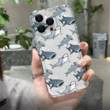 Popxstar Soft Clear Phone Case For iPhone 16 15 14 13 12 11 Pro Max XS X XR 7 8 Plus SE2020 Summer Ocean Animals Shark Dolphin Fish Cover