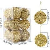 Popxstar 12pcs 8cm Christmas Tree Balls Ornaments Glitter Gold White Bauble Pendants Xmas Tree Hanging Decoration For Home Noel New Year