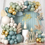 Popxstar Dusty Green Blue Balloon Garland Arch Kit Girls Boys Bohemian Wedding Birthday Baby Shower Gold Latex Balloons Party Decoration