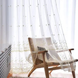 Popxstar Embroidery Sheer Tulle Curtains for Living Room Transparent White Voile Sheer Curtain Window Drape Custom Size