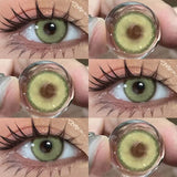 Popxstar 2PCS Colored Contact Lenses Prescription Myopia Degree -0.00 to -8.00 Green Lens Blue Beauty Pupil Makeup