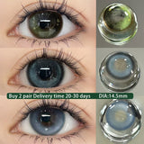 Popxstar 1Pair Blue Green Colour Contacts Lenses  Prescription Myopia Gray Eye Lenses Beauty Pupil Makeup Soft Lenses