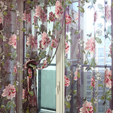 Popxstar Purple Floral Tulle curtians for Living Room Kitchen The Bedroom Sheer Shade Curtain Window Treatments Curtains Panel Draperies