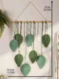 Popxstar Leaf Macrame Tapestry Brown Green Wall Tapestry Boho Home Decoration Macrame Wall Hanging Home Living Room Decors Aesthetic Gift
