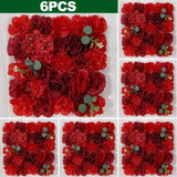 Popxstar 6PCS Artificial Flowers Roses Wall Panel 3D Flower Backdrop for Wall Party Wedding Bridal Shower Outdoor Decoration